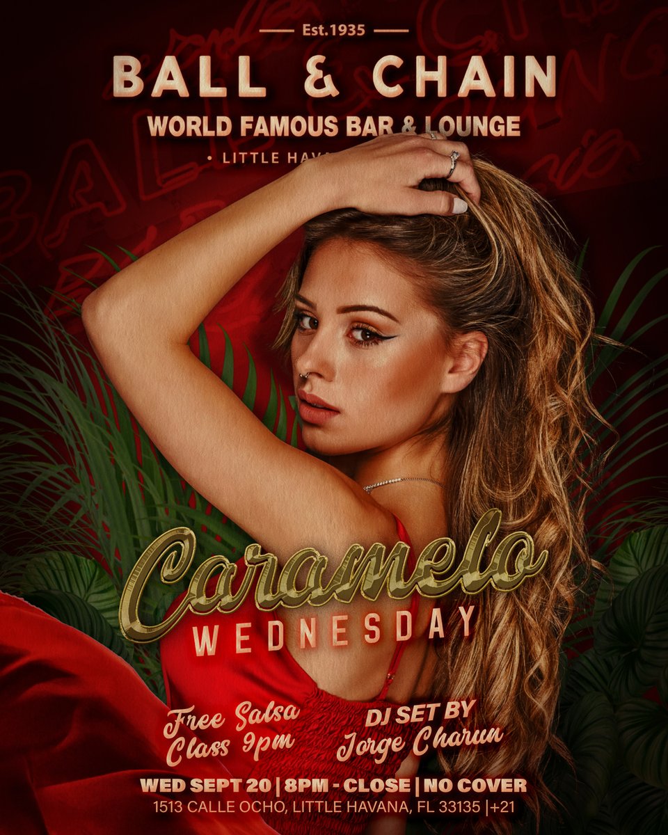 BallAndChainBar's tweet image. TODAY: #LiveSalsa noon to 6 p.m., #LiveJazz 6 to 9, then #CarameloWednesday with @DJJorgeCharun + a FREE #SalsaClass, 9

TOMORROW: #SalsaNight ft. @DJElRusso, 8 and a FREE #SalsaLesson, 9

#supportlocal ballandchainmiami.com
🍍💚