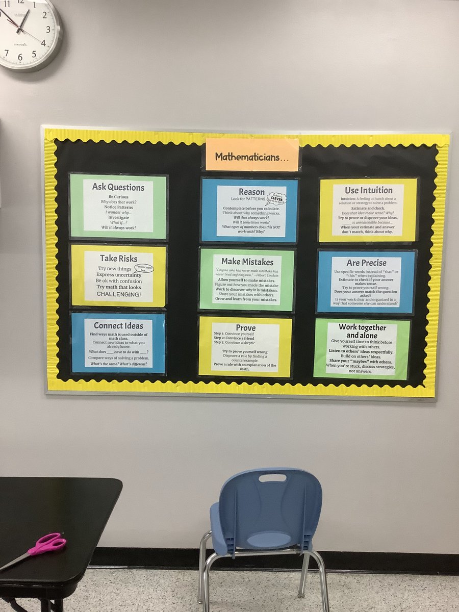 Ask questions. 🌱
Reason. 🌱
Use intuition. 🌱
Take risks. 🌱
Make mistakes. 🌱
Connect ideas. 🌱
Work together! 🌱

These are all things that mathematicians do, says T <a href="/adinam225/">Adina R</a> – what would you add to the list? 

(Posters via educator @a_schindy) 

#TeacherTwitter