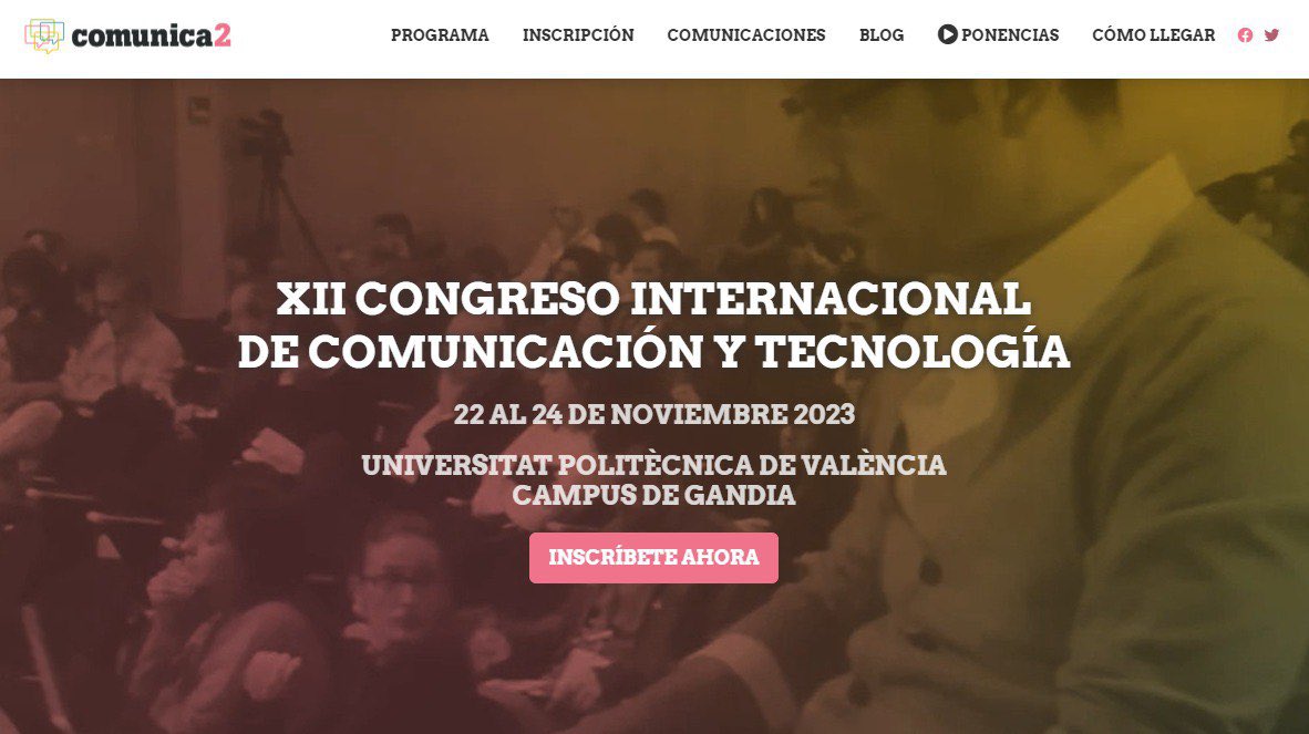 🗣️ XII Congreso Internacional <a href="/comunica2/">Comunica2 🏳️‍🌈</a> los días 22, 23 y 24 de noviembre. Estáis a tiempo de enviar vuestras comunicaciones. Si os interesa o investigáis temas como: uso del lenguaje en los nuevos medios, no podéis perderos este encuentro.

🔜 comunica2.webs.upv.es/edicion-2023/c…