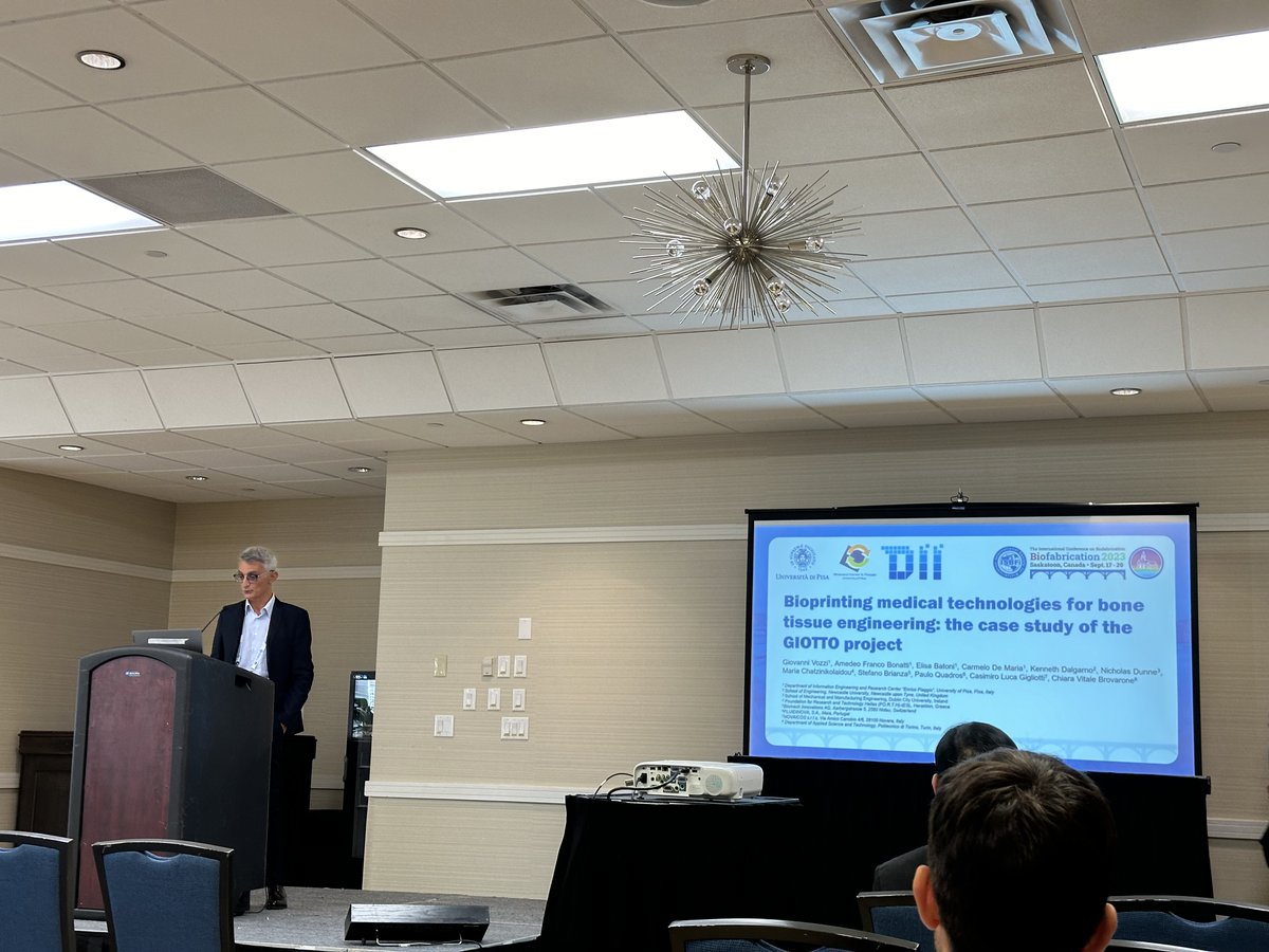 CPiaggioUniPisa's tweet photo. Siamo presenti alla International Conference on Biofabrication 2023, a Saskatoon in Canada!
Il professor Giovanni vozzi, Irene Chiesa e Gabriele Maria Fortunato hanno partecipato con presentazioni e keynote sulla stampa 3d e sul progetto Giotto! https://t.co/zXXviQ1Ipx