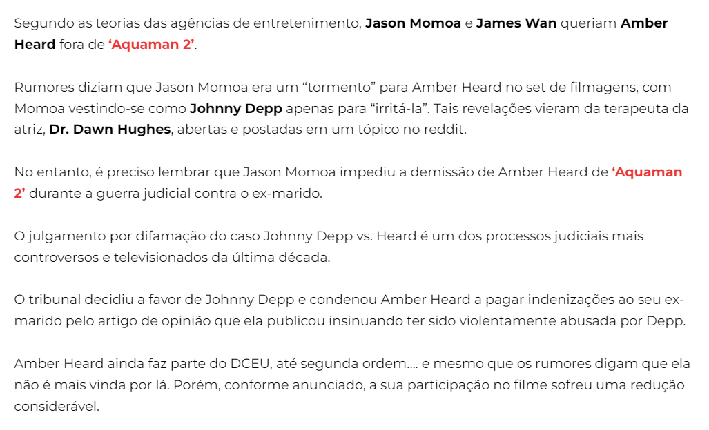 E daí? Lamento. Quer que eu faça o quê? ☭ on X: Jason Momoa defendeu Amber  Heard no ano passado para continuar em Aquaman 2. Agora Amber acusou Jason  Momoa e o