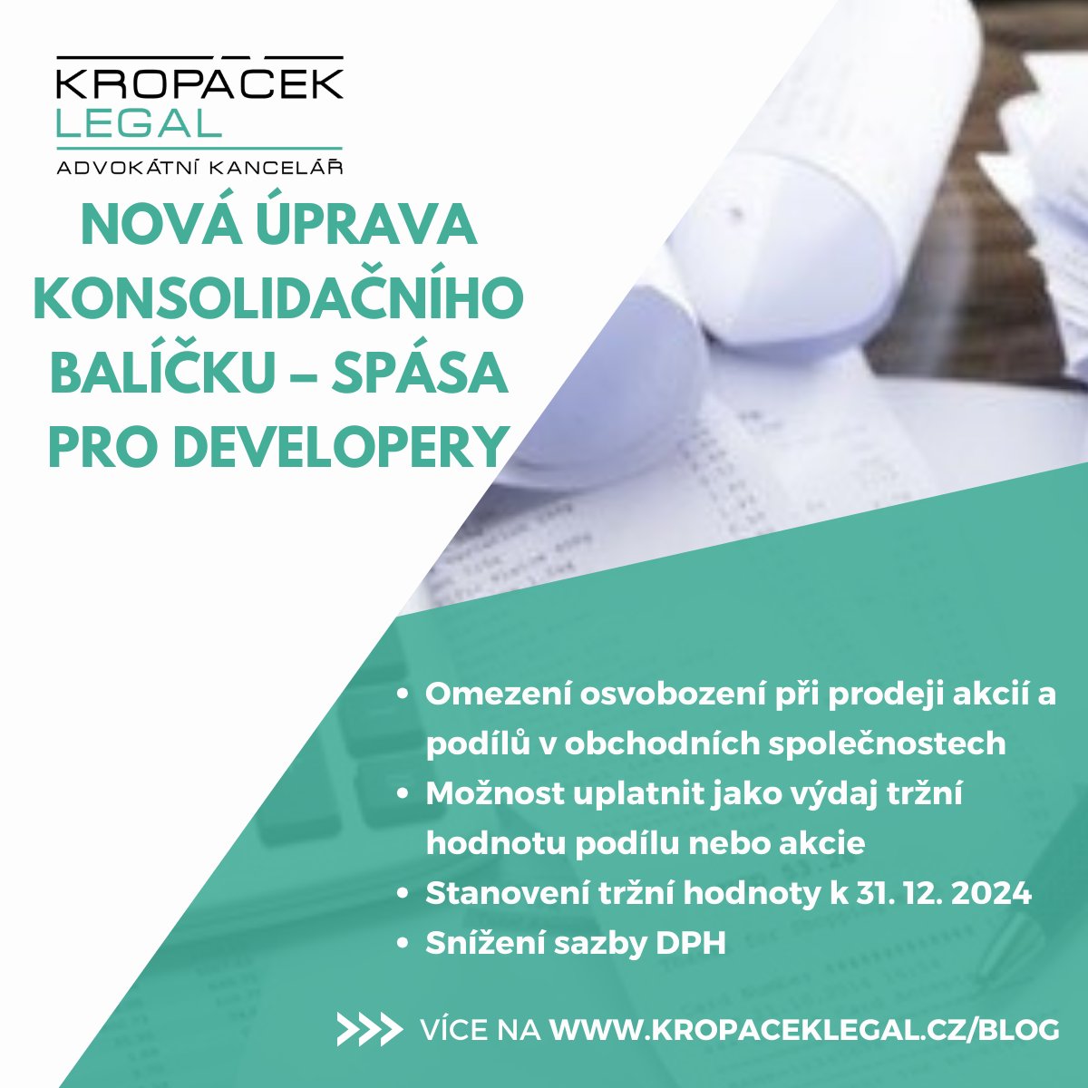 KropacekLEGAL's tweet photo. ❗️Dobrá zpráva pro developery❗️
Obávané omezení osvobození od daně při prodeji cenných papírů a podílů v obchodních společnostech zřejmě nebude developery bolet tak, jak se očekávalo. Více se můžete dozvědět v našem článku dostupném na https://t.co/Ymh8xrB5ev
#law #daně #realty https://t.co/gdmngECoht