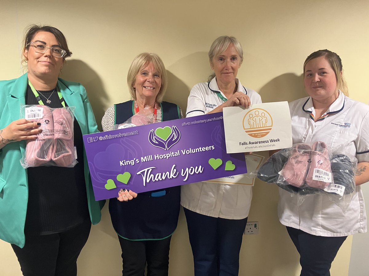 SFH Community Involvement (@sfhinvolvement) on Twitter photo It's wobble Wednesday! The SFH falls team were delighted to receive a range of slippers kindly funded by the KMH volunteers to support falls week <a href="/leannebea/">leanne Minett</a> <a href="/FranPlatts/">Fran Platts</a> <a href="/SFHFT/">Sherwood Forest Hospitals NHS FT</a> #FallsAwarenessWeek It's wobble Wednesday! The SFH falls team were delighted to receive a range of slippers kindly funded by the KMH volunteers to support falls week <a href="/leannebea/">leanne Minett</a> <a href="/FranPlatts/">Fran Platts</a> <a href="/SFHFT/">Sherwood Forest Hospitals NHS FT</a> #FallsAwarenessWeek