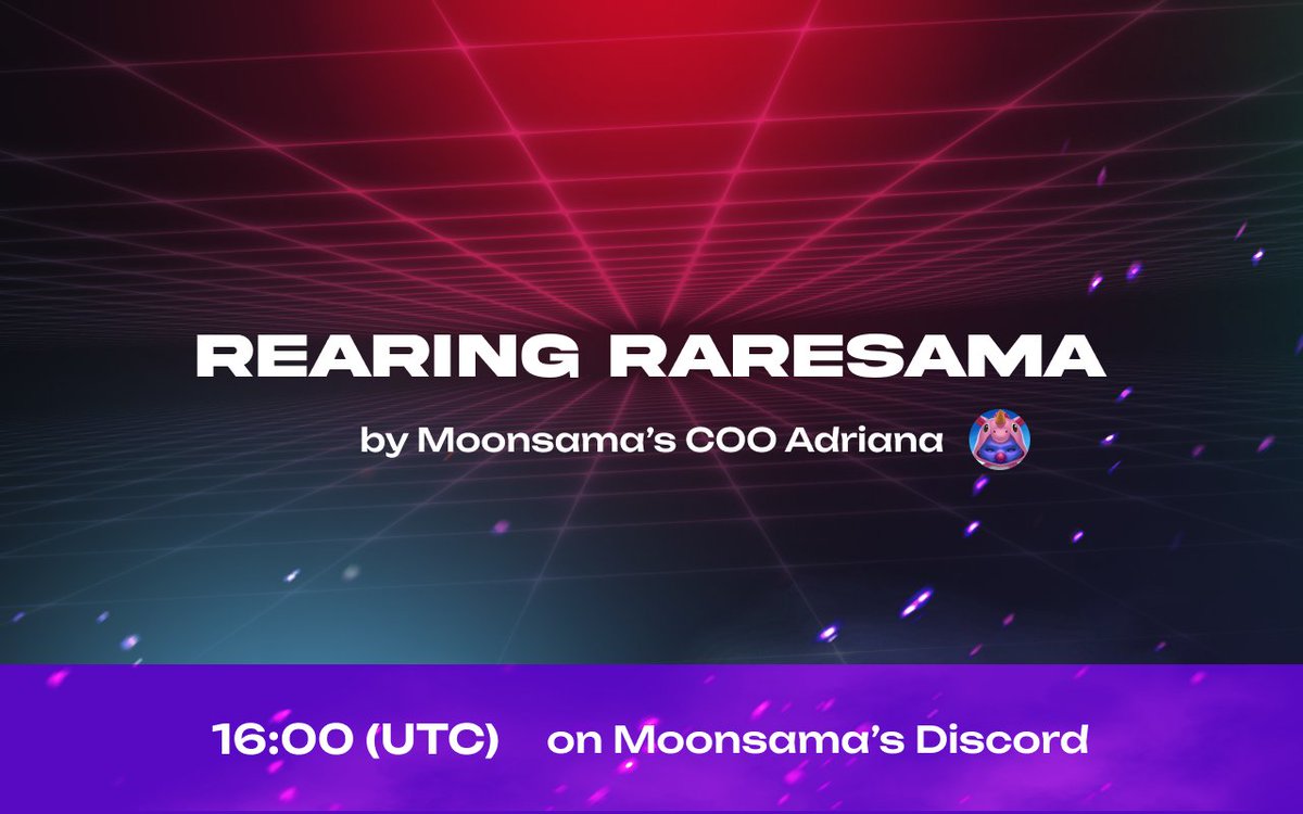 MoonsamaNFT's tweet photo. Don't miss today's @RaresamaNFT presentation!

Moonsama's COO, @M0msama, will be giving an in-depth presentation of Raresama and its important role within the Moonsama ecosystem.

Come and join us at 16:00 UTC on our Discord server! 🔥 https://t.co/zPafaKt0SZ
