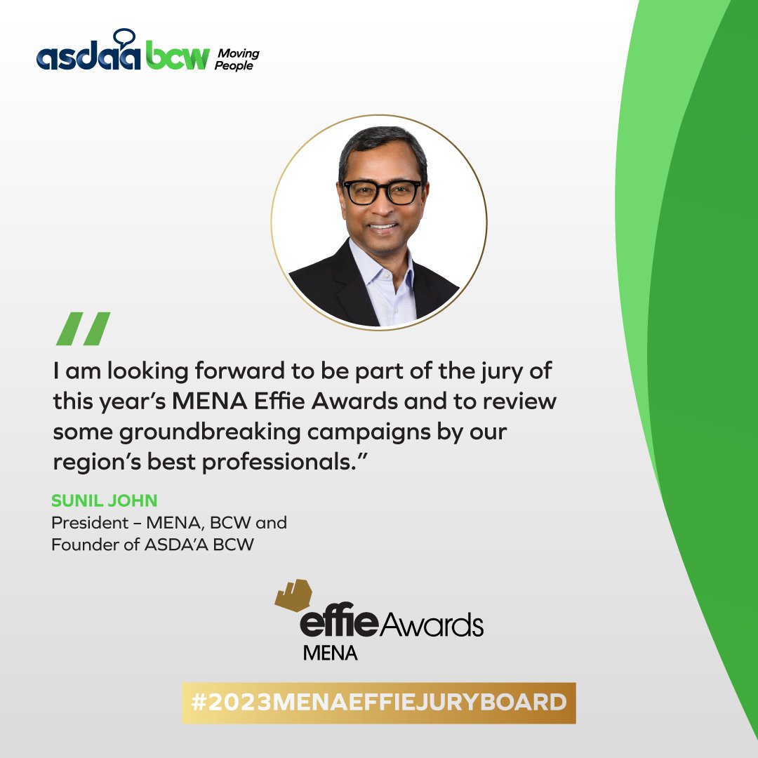 #MENA @EffieAwards are a mark of true marketing excellence. Our region today stands tall with campaigns that make a real impact. As a member of the ‘Effective Jury’ panel 2023, I am looking forward to reviewing the best in marketing effectiveness. @asdaabcw @BCWGlobal