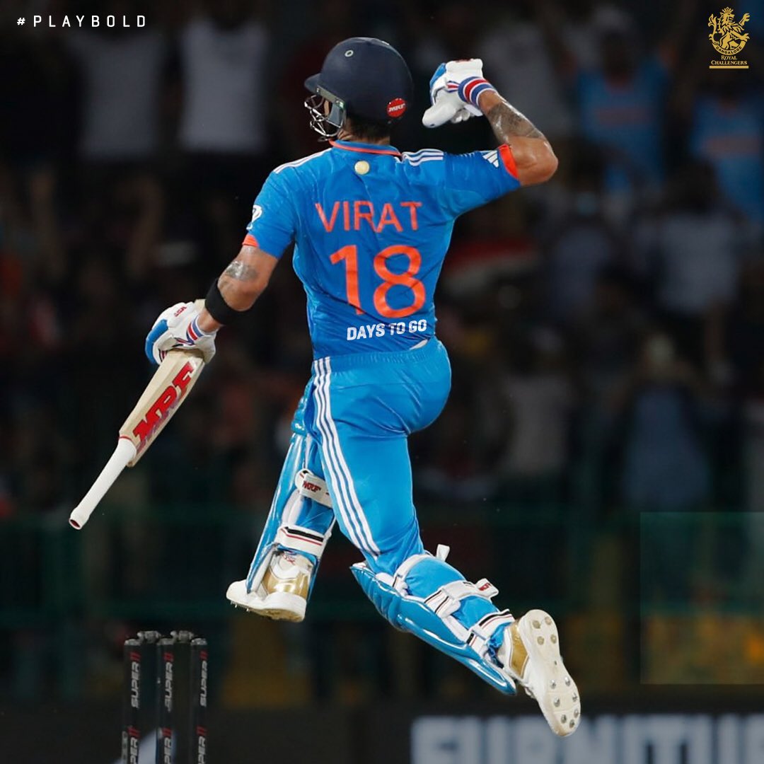 RCBTweets's tweet photo. 18 days to our first World Cup fixture! Similar scenes loading in Chennai? 👑🇮🇳

#PlayBold #TeamIndia #INDvAUS #CWC23 https://t.co/9j7VLxM2I4