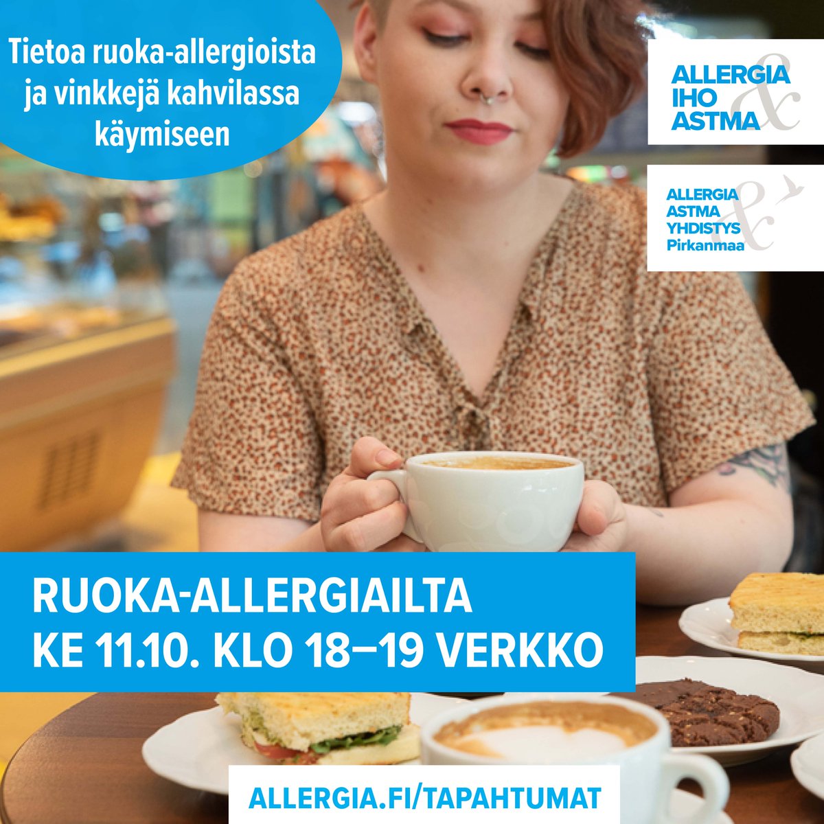 erimenu's tweet photo. Ovatko ruoka-#allergia't osa arkeasi? Tule kuulemaan #ruokaallergia'luento ja näkökulmia allergisena #kahvila'ssa käymiseen. https://t.co/MJLZWn296n
Järj.: @Allergia_astma ja @Pirk_Allergia
#maidoton #munaton #vehnätön #pähkinätön #Ruokaallergiapäivä https://t.co/mkX96Jmj5i