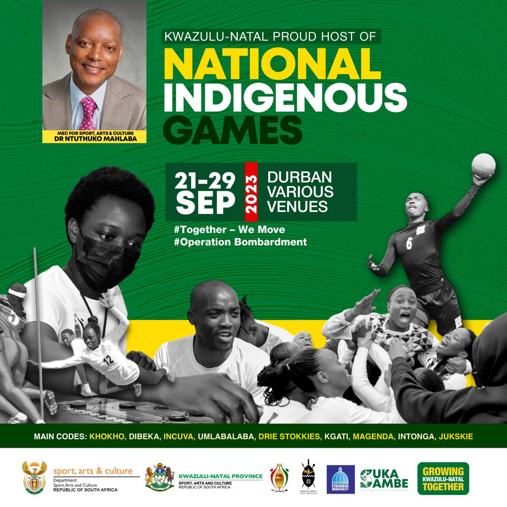 SportArtsKZN's tweet photo. Don't miss the 2023 National Indigenous Games to be held in Hoy Park &amp; Kings Park Athletics Stadium,Durban from 21-29 September 2023. 
The Games will feature teams from All 9 Provinces of South Africa.
 #activeandwinningkzn #Sukasambe #TogetherWeMove https://t.co/Yr4idJVQS8