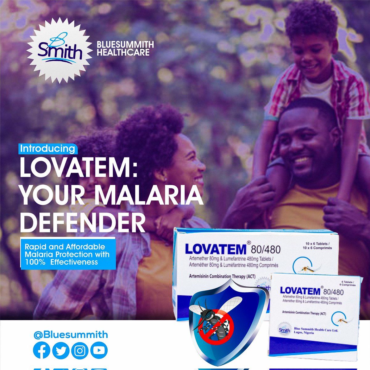 Bluesummith's tweet photo. Discover the ultimate shield against malaria
with Lovatam. Your safety, our priority.
#lovatam #malariameds #malariaprotection
#medicineformalaria
#effectivedefense #healthiswealth🌳💰💯 #bsummith
#bsmith #malariaprevention #endmalaria #malarianomore #malariafree https://t.co/p3O6RZkTRU