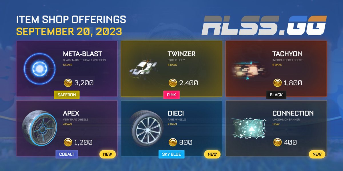 PlayRLSS's tweet photo. #RLSideswipe item shop offerings on 20th September 2023. https://t.co/n1jbElppWv