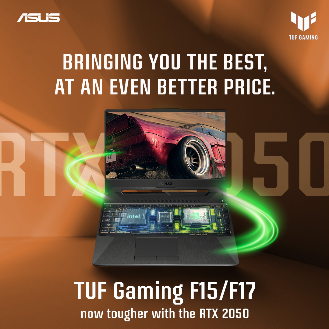 ASUSIndia's tweet photo. Graphics so good, itโll put all others to shame. TUF Gaming F15/ F17, with the RTX 2050, puts the game in your gamer.โโ
Know More: https://t.co/0cjo0HuBTj
#ASUS #TUFGamingF15 #TUFGamingF17 #GamingLaptop #DoItAllWithASUS #Versatile #Performance #RTX2050 #ASUSIndia https://t.co/yEWGvs3o0T
