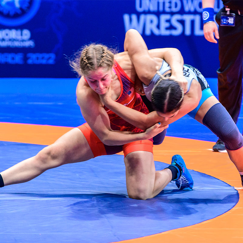 USAWrestling's tweet photo. Starting up today for @TeamUSA are World champs Dom Parris and Amit Elor, plus World medalist Kayla Miracle and first-time Senior Team member Emma Bruntil. Six-time World champion Adeline Gray competes in repechage today. #WrestleBelgrade
