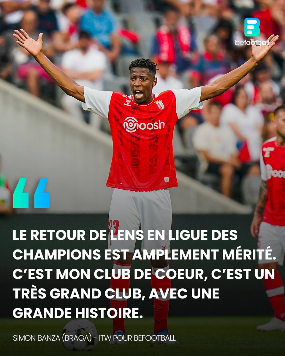 _BeFootball's tweet photo. 🚨 𝐈𝐓𝐖 𝐄𝐗𝐂𝐋𝐔𝐒𝐈𝐕𝐄 - Auteur de 3 buts en 5 matchs cette saison, l’ancien Lensois Simon Banza s’apprête à disputer la Ligue des Champions, ce soir avec Braga face au Napoli. 

L’occasion de se livrer à notre micro, dans une ITW exclusive : Lens, la CAN avec la RDC, la LDC.. 

C’est ici 👉 https://t.co/xPwI7EaH6X