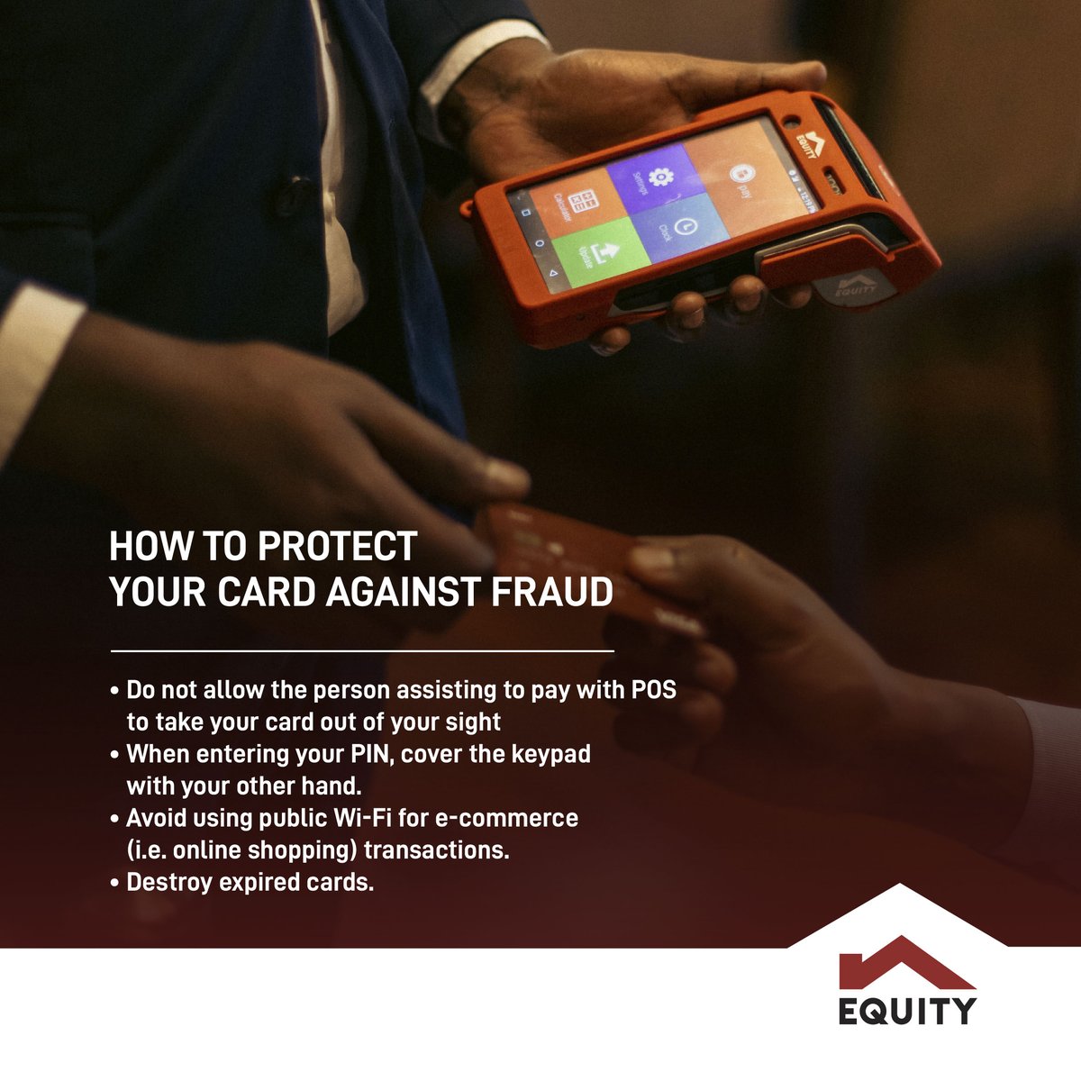 RwEquityBank's tweet photo. Be vigilant about your card's security when using it for online payments or purchases. 

Here are some helpful tips to protect your card. https://t.co/57F4j6vc26