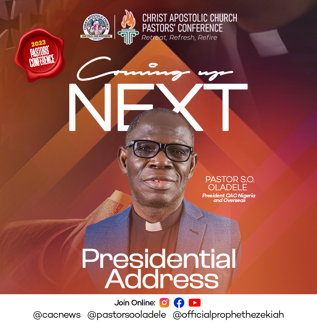 prophethezekiah's tweet photo. Coming up next

PRESIDENTIAL ADDRESS from our spiritual leader and father @pastorsooladele

Kindly Share!!!

#pastorsconference2023
#pastorsooladele
#growth 
#prophethezekiaholadeji
#officialprophethezekiah 
#live 
#stayhappening 
#cac
#cacnigeriaandoverseas
#PHMedia https://t.co/Fm7cv3vZKk