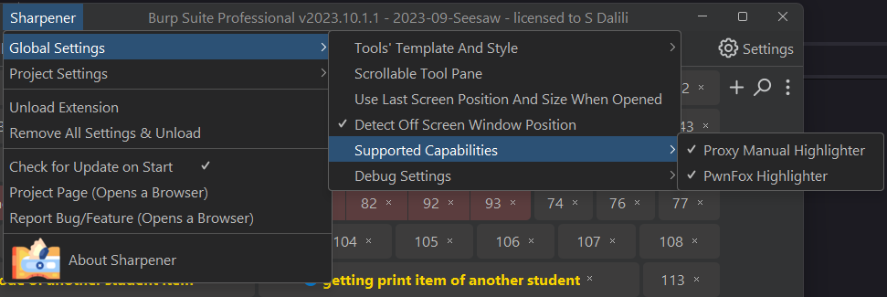 The latest Sharpener is in the BApp Store working with the latest version of #BurpSuite!

Perform an easy highlight by using something like `TempColorBlue` or `PermcolorRed` in the inputs or URL from proxied apps or the browser! 😌
No more "which one of you is the request?!"