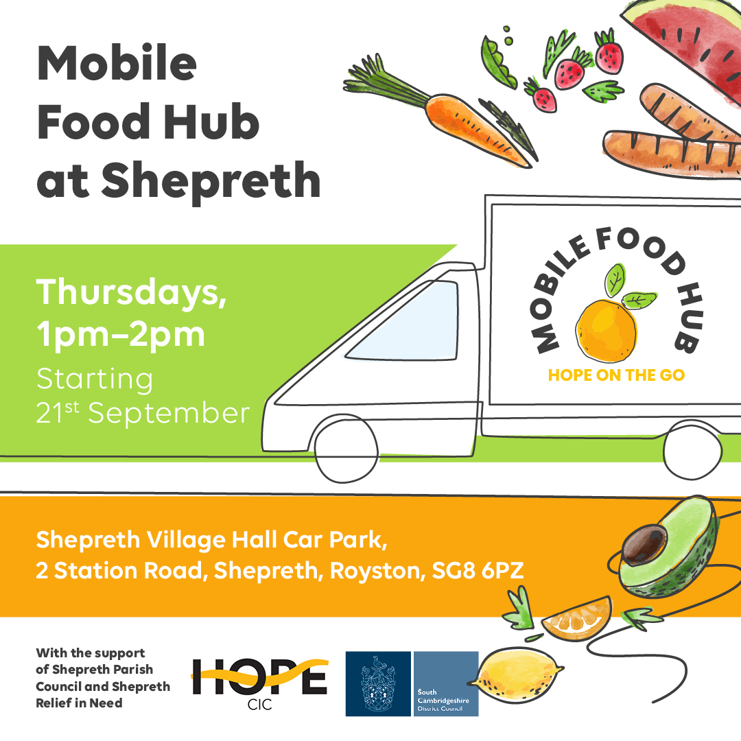 Mobile food van coming to Shepreth Village 21st Sep #HOPECIC #sheprethvillage