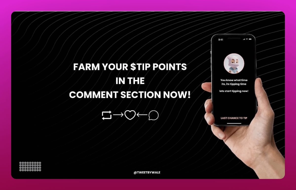 TweetByWale's tweet photo. Wale 🤝 @tipcoineth 

🎁 250k tip to the first 1000 comments

FCFS! Go go go!!!🔥🚀 https://t.co/tg0E3e7VcO