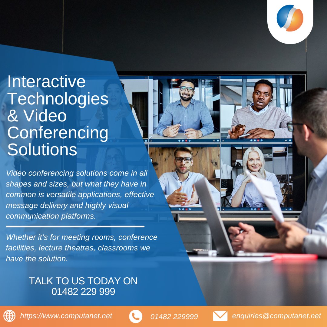ComputanetMSP's tweet image. Interactive technologies & video conferencing solutions have never been more apparent with the future of meetings, we have you covered no matter what shape or size, classroom or business. 
Talk to us today 01482 229999 
#InteractiveTechnologies #VideoConferencing #Computanet