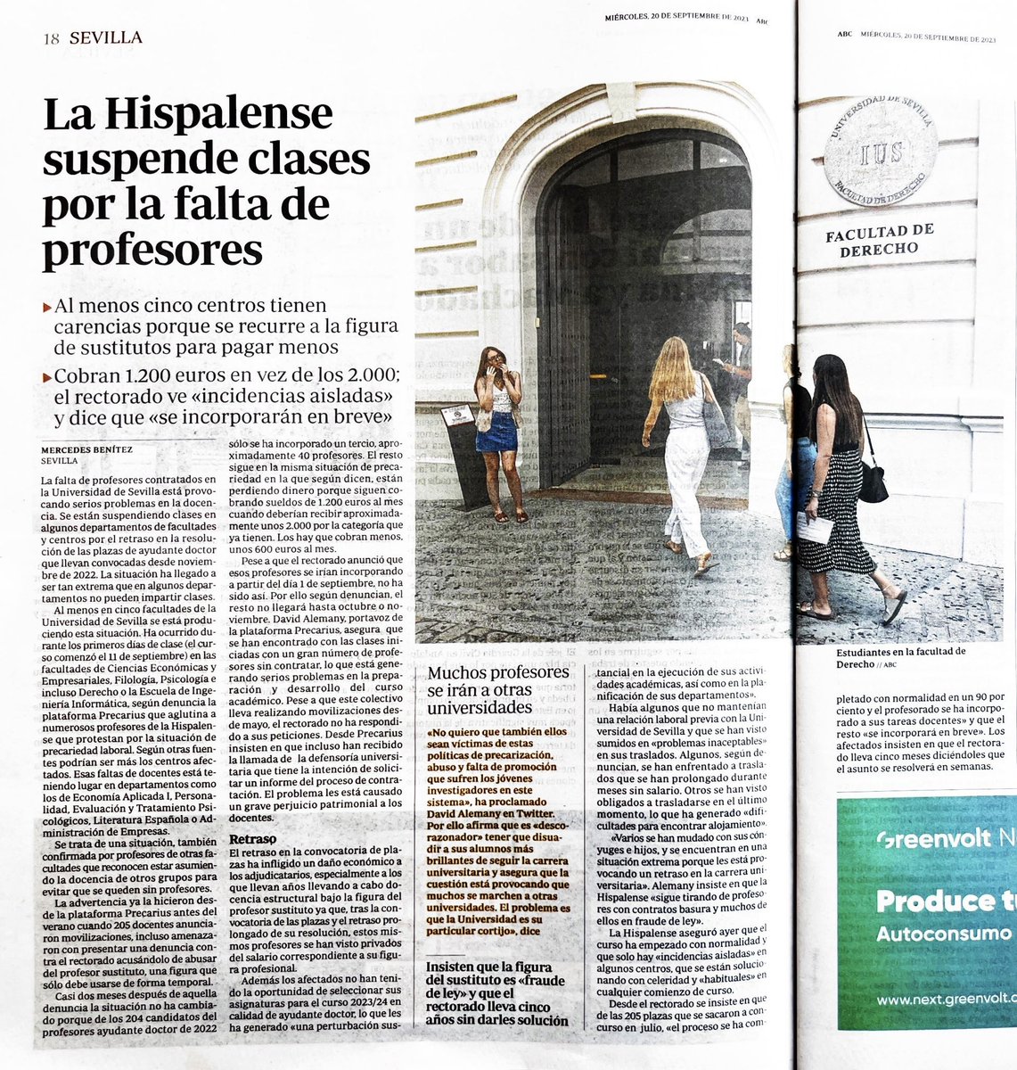 ‼️<a href="/abcdesevilla/">ABC de Sevilla</a> se hace eco del caos que está teniendo lugar en la #universidaddesevilla por la falta de profesorado.

🤡 <a href="/macastro_rector/">Miguel Ángel Castro Arroyo</a> y <a href="/RevueltaPastora/">M. Pastora Revuelta</a> siguen sin hacer ninguna autocrítica, mientras cientos de profesores de AYD-2022 y AYD-2023 siguen sin incorporarse.