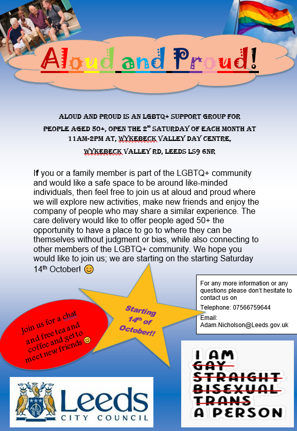 A new weekly LGBTQ+ support group in Leeds for anyone 50+ is starting on 14th of October