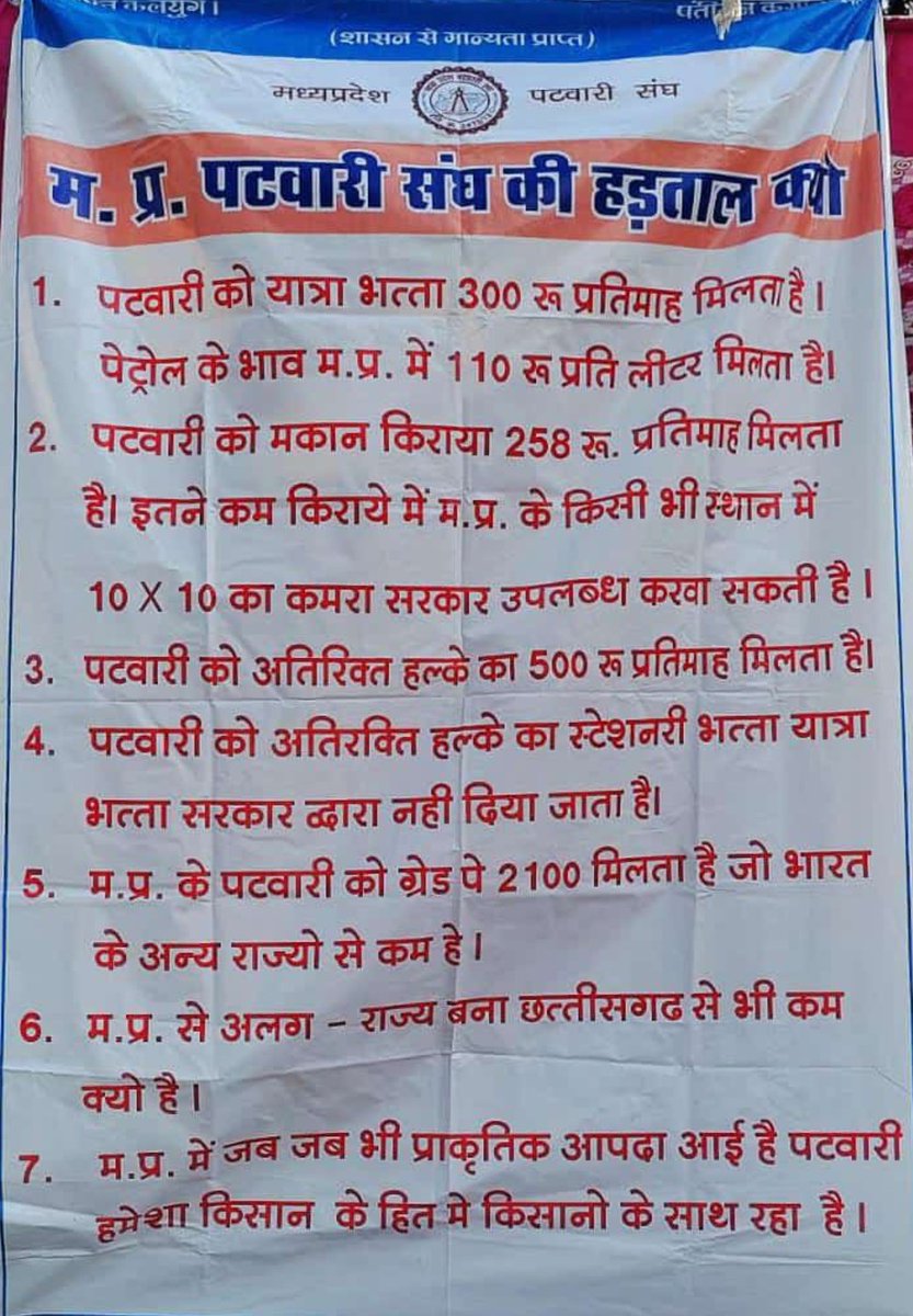 #mppatwariStrikefor2800

<a href="/BJP4MP/">BJP Madhya Pradesh</a> <a href="/CMMadhyaPradesh/">Chief Minister, MP</a> <a href="/nstomar/">Narendra Singh Tomar</a>  <a href="/DainikBhaskar/">Dainik Bhaskar</a> 
<a href="/OfficeofSSC/">Office of Shivraj</a> <a href="/JPNadda/">Jagat Prakash Nadda</a> <a href="/Shivsenaofc/">Shivsena - शिवसेना</a> <a href="/narendramodi/">Narendra Modi</a> 
<a href="/INCMP/">MP Congress</a> <a href="/OfficeOfKNath/">Kamal Nath</a> <a href="/PMOIndia/">PMO India</a> @AmitShahOffic
<a href="/mygovindia/">MyGovIndia</a> <a href="/BBCHindi/">BBC News Hindi</a> <a href="/TheLallantop/">The Lallantop</a> <a href="/ravishndtv/">ravish ndtv</a> <a href="/INCMP/">MP Congress</a> <a href="/OfficeOfKNath/">Kamal Nath</a> <a href="/mptak/">Mateusz Ptak</a> <a href="/GovindSinghDr/">𝗗𝗿.𝗚𝗼𝘃𝗶𝗻𝗱 𝗦𝗶𝗻𝗴𝗵</a> <a href="/GovindSingh_R/">-</a>