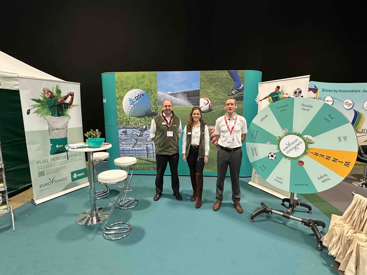 It’s show day one here at the first ever #groundsfest! ⛳️ The weather may be wet and windy outside but we’re warm and dry here in hall 1! Come and say hello and have a spin on our #eurograss prize wheel 🤩