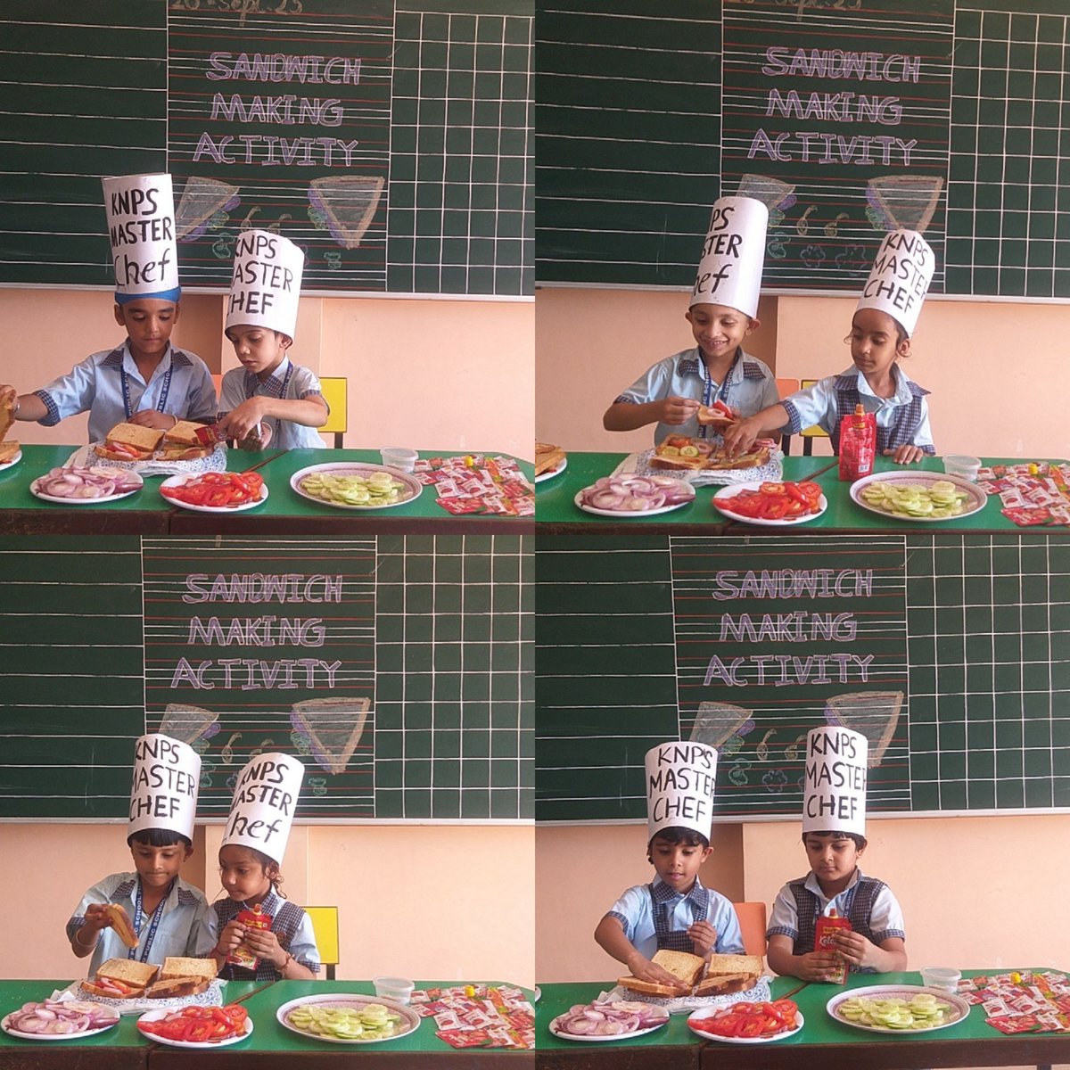 Champions of UKG-B  enjoyed fireless cooking by making Vegetable sandwich🥪, having gr8 experience celebrating #SDGWeek promoting Sdg3 Good health and well being🤞