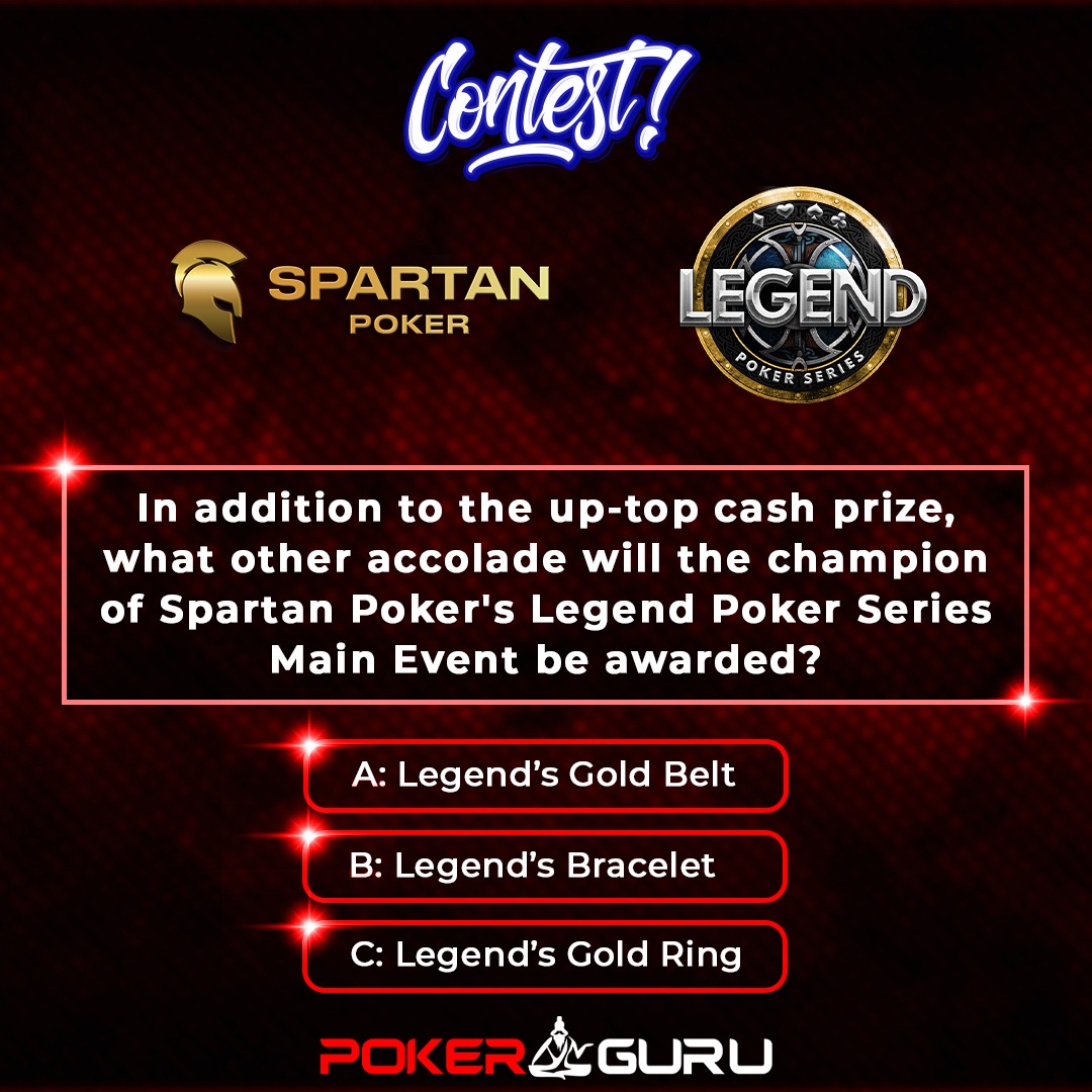 PkrGuru's tweet photo. #ContestAlert #Giveaway 😀

@Spartan_Poker`s action-packed ₹25 Crores GTD #LegendPokerSeries completes its first week today! High stakes, intense gameplay, and grand prizes are calling your name! ✨

Dreaming of joining the fray? 🤔 Join this contest to win one of the ten tickets 🎟️ valued at ₹880 each to the ₹5 Lakhs GTD Legend #46 Mix Hold'em LDB, scheduled at 7 PM on September 21.

Here are the rules:
1. Sign up on Spartan Poker here 👉🏻 https://t.co/5LQH6of1JS
2. Like/Follow 📲 #PokerGuru & @Spartan_Poker  
3. Comment with the correct answer and your Spartan Poker account ID, and tag three poker friends. 👥👥👥
4. Subscribe to our YouTube Channel: https://t.co/CJ3fCPg6DM
(Mention your YouTube profile name in the comments.)

The contest is open across all our social media handles on #Facebook, #Instagram, and #Twitter. Entries across all platforms will be considered while awarding the prizes.

Winners will be announced in the comments section of this post on September 21 by 5 PM. 🕔

Good luck, everyone! 🤞🏻