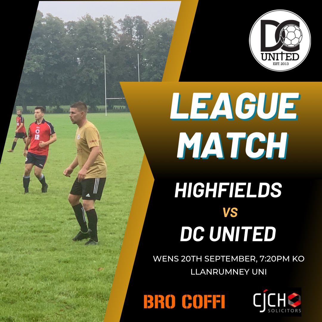 Tonight we face current league title holders Highfields under the lights… See you at Llanrumney Uni ⚽️👊🏼