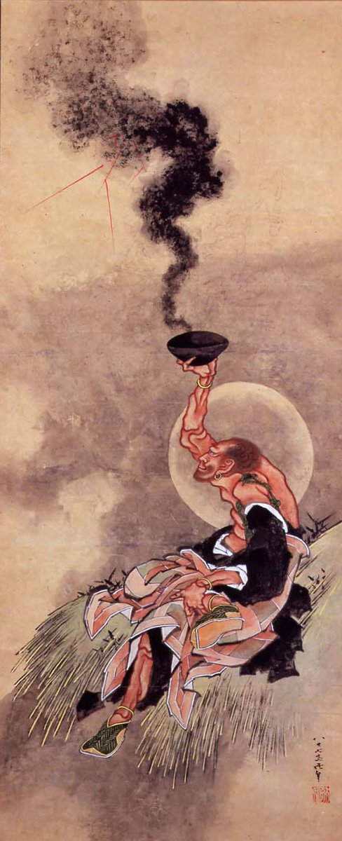 ukiyoeota's tweet image. 葛飾北斎「羅漢図」。落款から北斎が87才の時に描いたことがわかる作品で、最晩年とは思えない力強い筆致が印象的です。太田記念美術館で11/1より開催の展覧会〈葛飾応為「吉原格子先之図」ー肉筆画の魅力〉で出品予定。ukiyoe-ota-muse.jp/exhibition/yos…