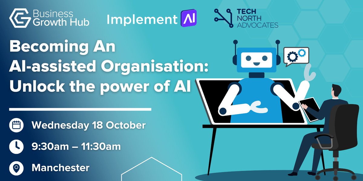 Are you ready to transform your organisation into a powerhouse of innovation? Join us on October 18th for an enlightening journey into Artificial Intelligence. Register here: eventbrite.co.uk/e/becoming-an-… @joinimplementai @TechNorthAdv @Aalokyshukla @pierslinney @naomitimperley