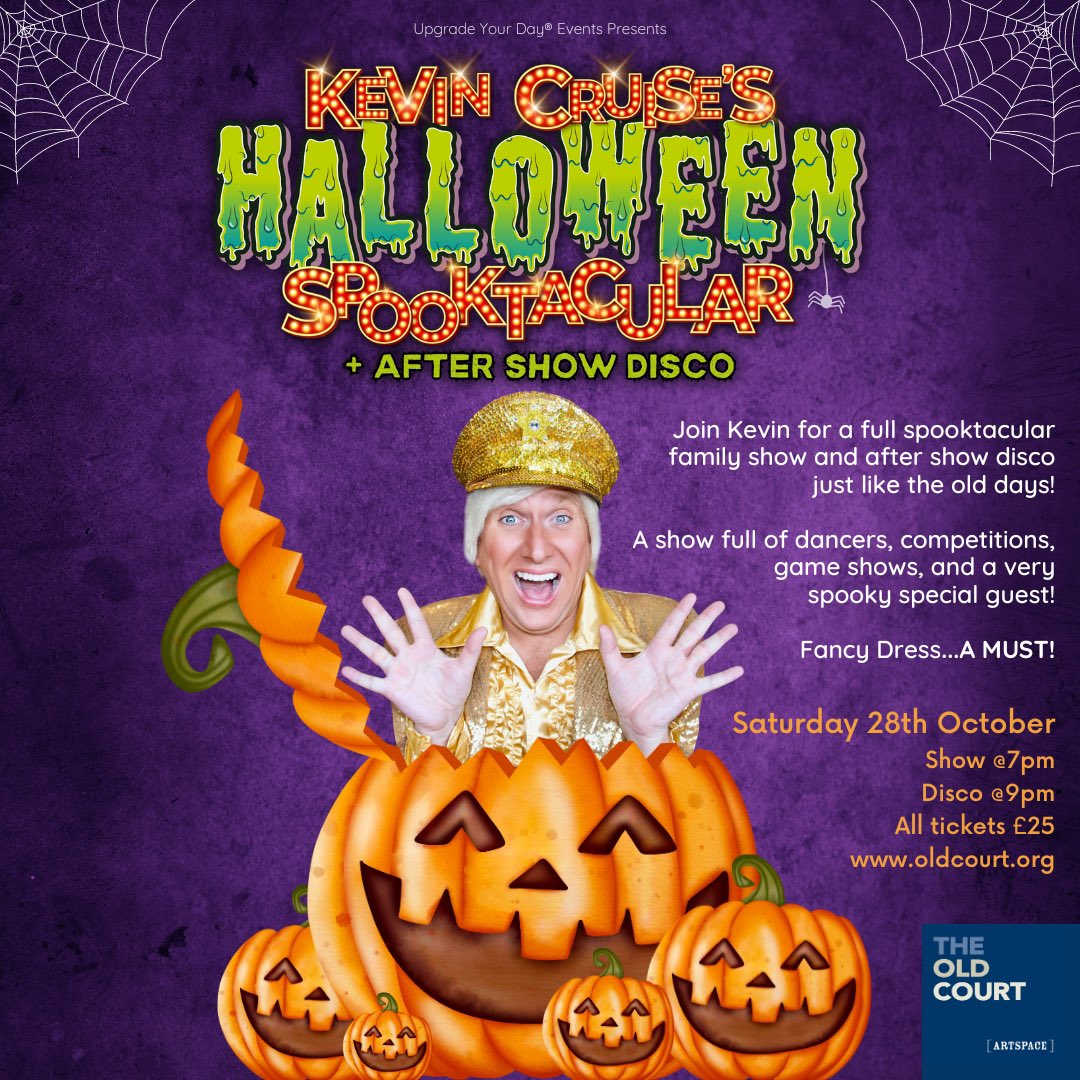 Only one place to be on Saturday 28th October ❤🎃

❤  LOVE ETC

Show 2.30pm 

➡️ For Tickets: tickets.oldcourt.org/sales/events/l…

🎃 KEVIN CRUISE'S HALLOWEEN SPOOKTACULAR

Show 7pm - Disco 9pm

➡️ For Tickets: tickets.oldcourt.org/sales/events/k…