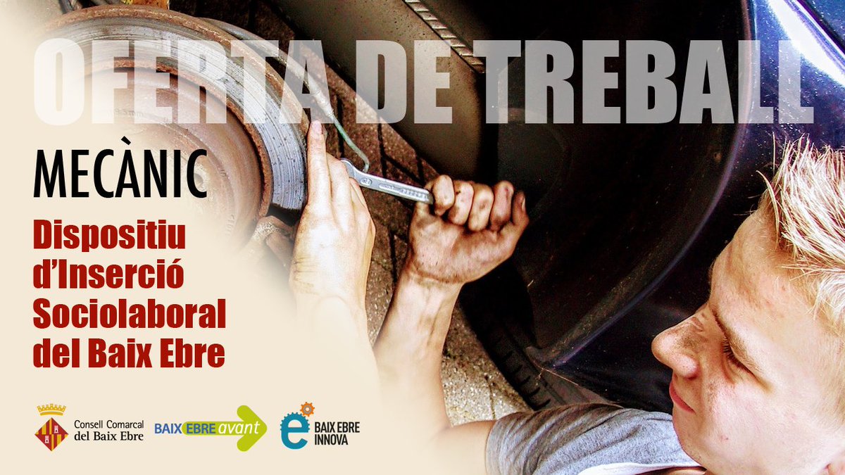 BEAvant's tweet photo. OFERTA DE TREBALL | Empresa de l'Ampolla necessita incorporar un mecànic/a de vehicles
📲 Trobareu tots els detalls d'aquesta oferta al Dispositiu d'Inserció Sociolaboral del Baix Ebre https://t.co/CqnRtcrdum https://t.co/1gs4odOyqx