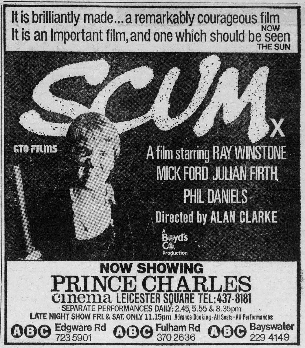 Mag1cH0ur's tweet photo. After being banned by the BBC in its shorter TV version, Alan Clarke's reworked, extended SCUM starring Ray Winstone and Phil Daniels, opened exclusively in London @ThePCCLondon on this day, September 20th, 1979.. https://t.co/w6Br7p44ow