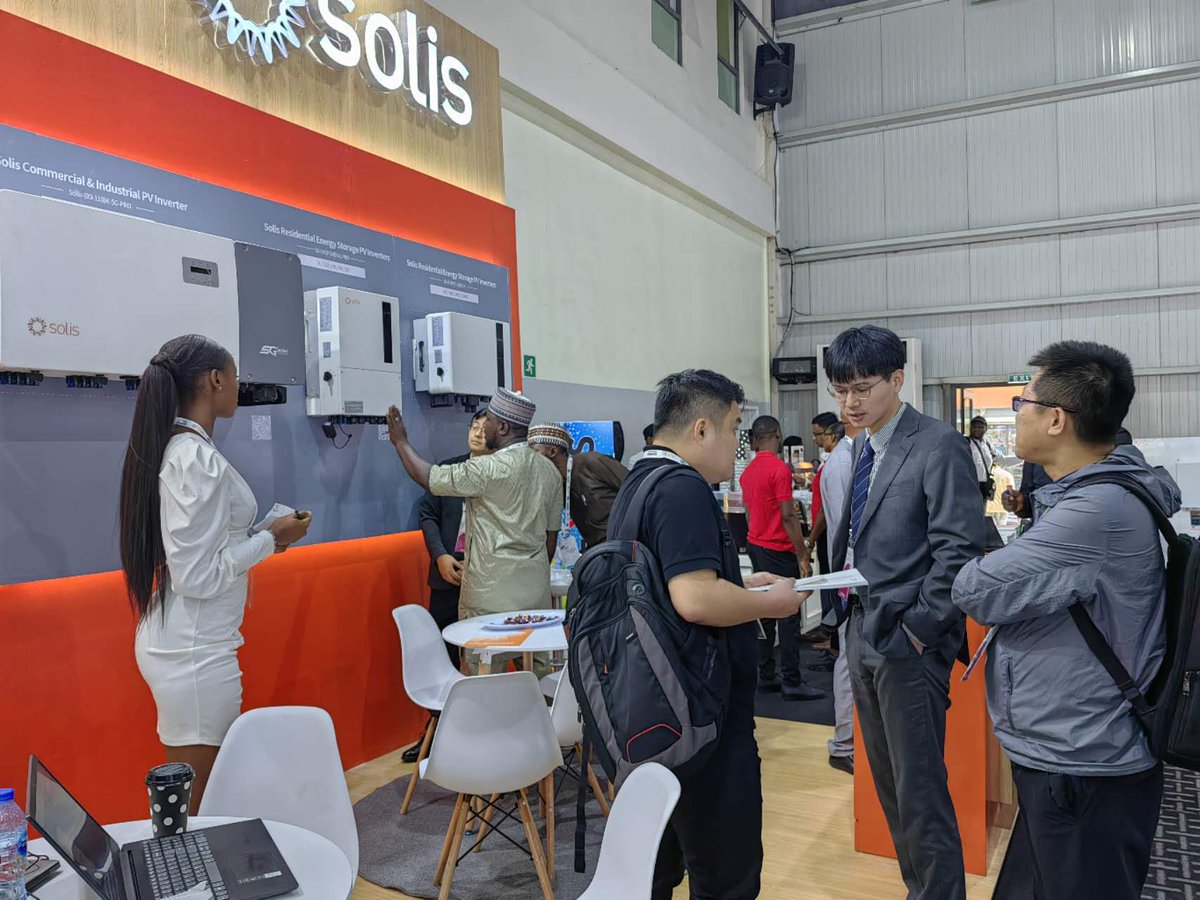 Solis_Inverters's tweet photo. #SolisExpo in #Nigeria is in full swing! Continue to join us at booth 𝟏.𝐇𝟏𝟎 at #NigeriaEnergy2023 in Lagos to explore our powerful 𝐂&𝐈 inverter 𝐒𝐨𝐥𝐢𝐬-(𝟖𝟎-𝟏𝟏𝟎)𝐊-𝟓𝐆-𝐏𝐑𝐎 and the impressive range of 𝐞𝐧𝐞𝐫𝐠𝐲 𝐬𝐭𝐨𝐫𝐚𝐠𝐞 inverters.

Discover how our versatile inverters can secure your energy future.

Don't miss this opportunity to be a part of the #energytransition!

Solis: World 3rd Largest PV Inverter Manufacturer 🌞

#expo #exhibition #Solisinverter #hybridinverter #inverter #solarenergy #solarpower #cleanenergy #energytransition