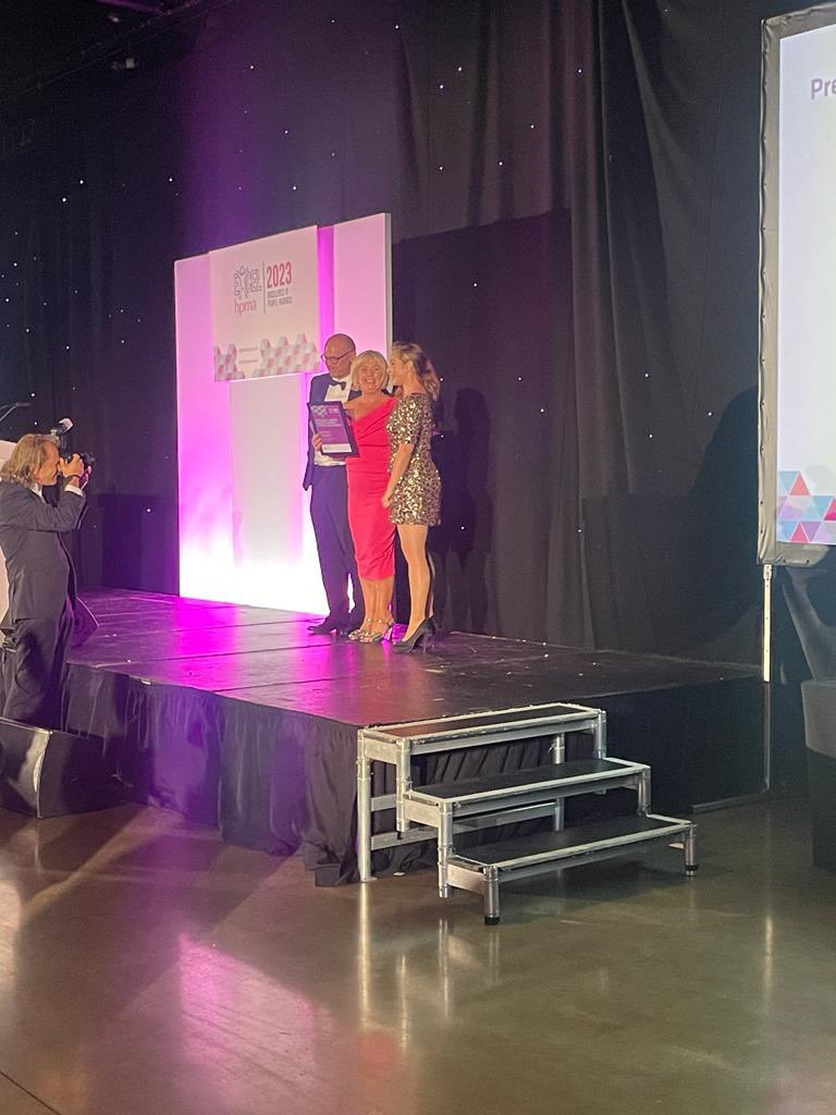 cara_matchett's tweet photo. Fantastic night at the HPMA Awards Ceremony! Congratulations to Noeleen for picking up her well deserved lifetime achievement award, it was great to be there to celebrate with Noeleen and our regional colleagues⭐️ @SouthernHSCT @HPMA_National @oreilly_niki #HPMAAwards https://t.co/PGyGRN8PKw
