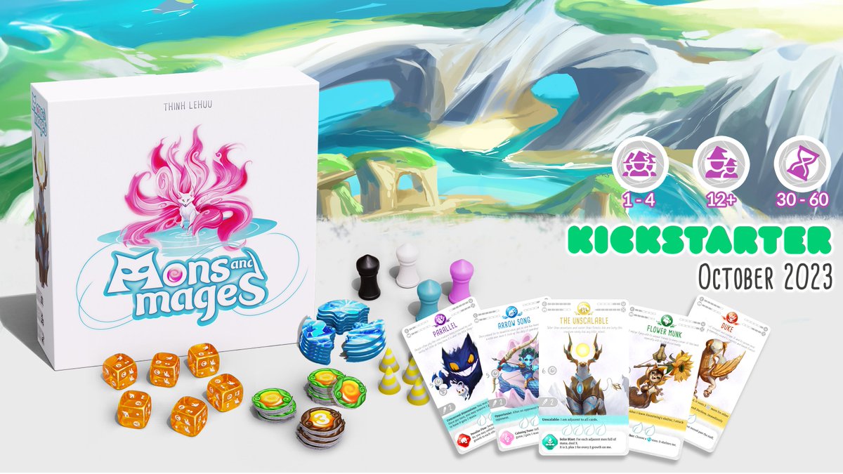 LeviathGames's tweet photo. We're excited to announce our next board game - Mons And Mages - will be on Kickstarter soon. It's an engine building, card comboing game about attracting and training monsters.

Check out our Kickstarter pre-launch page to be notified when the project launches! (link in bio) https://t.co/2jXk0dZ7f3