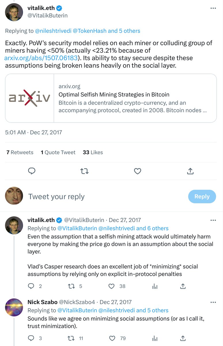 Captain Sats 𐤊 (@plzsats) on Twitter photo $eth founder Vitalik Buterin, and creator of smart contracts/Satoshi candidate Nick Szabo discussing proof of work security
They reference the $kas <a href="/KaspaCurrency/">Kaspa 404 DYOR (commentary)</a> founders selfish mining research
for those that don’t know, the #kas founder is not only a consensus algo expert, $eth founder Vitalik Buterin, and creator of smart contracts/Satoshi candidate Nick Szabo discussing proof of work security
They reference the $kas <a href="/KaspaCurrency/">Kaspa 404 DYOR (commentary)</a> founders selfish mining research
for those that don’t know, the #kas founder is not only a consensus algo expert,