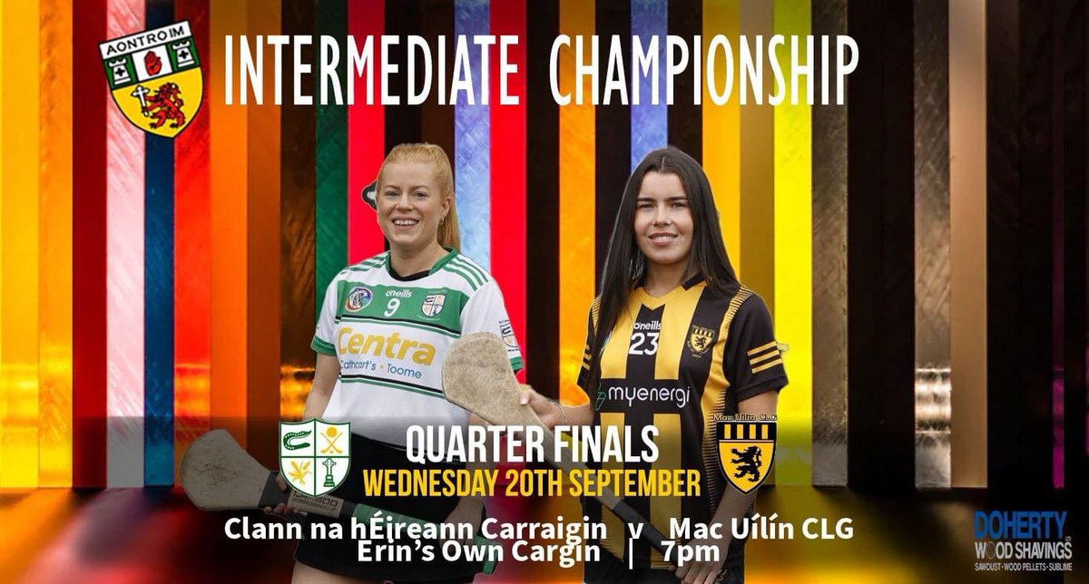 🏆 INTERMEDIATE CHAMPIONSHIP 🏆

Tonight at 7pm we have our first Doherty Woodshavings Intermediate championship Quarter final.

Cargin v Ballycastle   

Get your club gear on and get out and show your support. 💛🤍

Get your tickets now on MyTicket App buyticketapp.co.uk/app