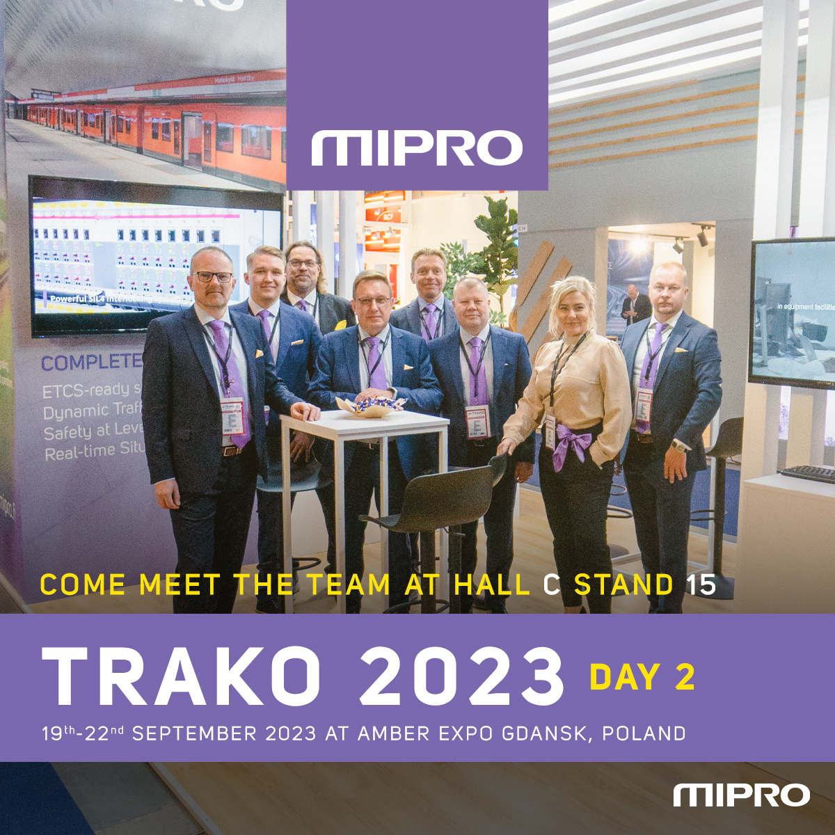 Second day of Trako 2023 has begun!

Welcome to meet our team at our booth in hall C, stand 15.
Stop by for a coffee and a chat with our experts about the future prospects in railway market and technology.

#railway #metro #Trako2023 #safety #yourpartnerinsafety