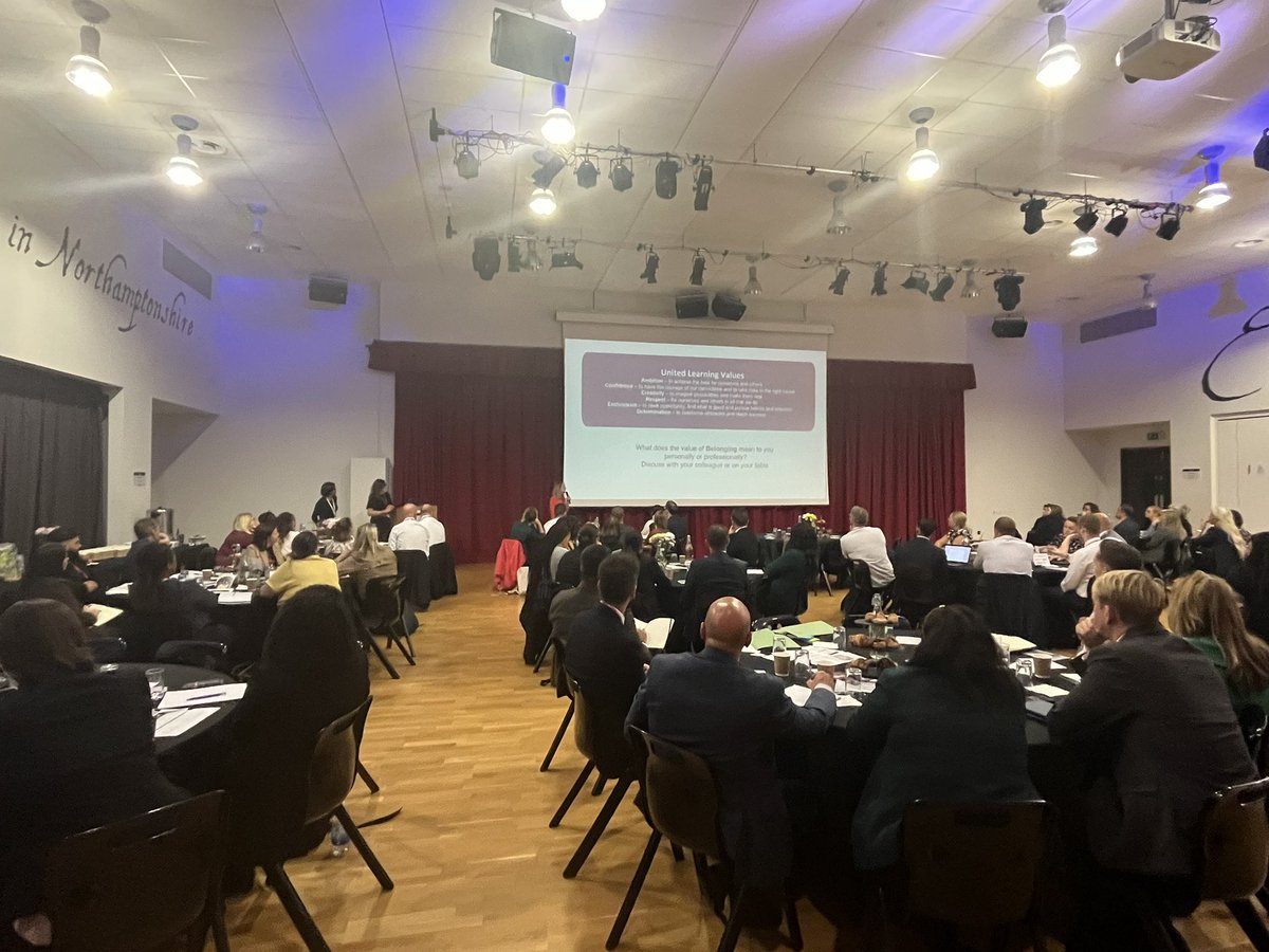 lstevenson2410's tweet photo. And we’re off. 
Fantastic to be in the room with so many wonderful professionals focusing on #Attendance across @UnitedLearning schools. A great start is to ensure that we align with the #Values that all of the schools work working. 
@BEPvoice @KBuccleuchA https://t.co/eaMNO0PlpA