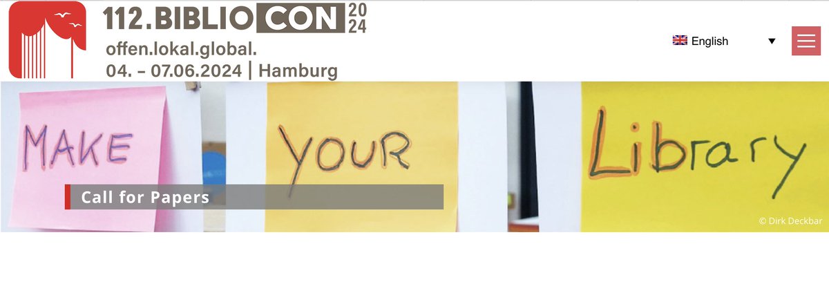 Call for Papers for #BiblioCon24 until 30 November 2023

The 112th BiblioCon will take place from 04 - 07.06.2024 in Hamburg under the motto "open.local.global.". 
We welcome submissions of papers &amp; events in English as well: 2024.bibliocon.de/lecturers/call… Please share, thank you!