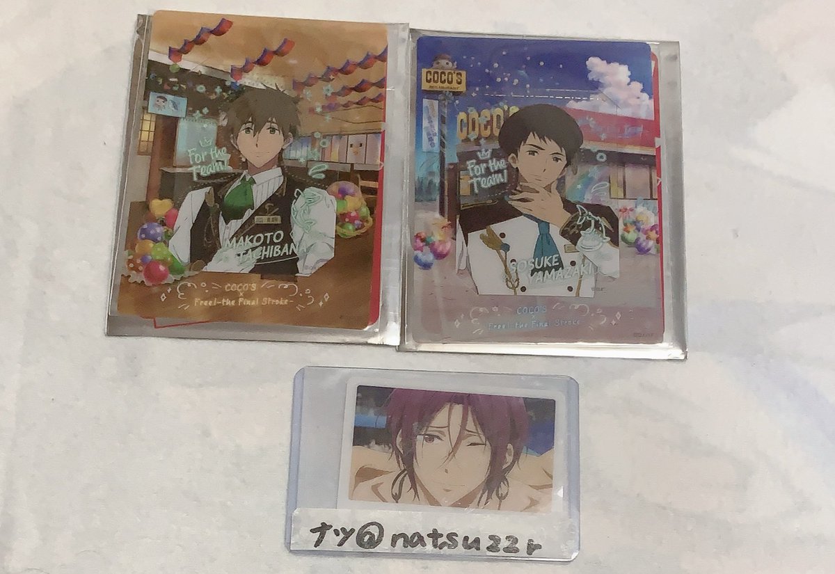 natsu22r's tweet photo. 【交換】 Free! FS ココス COCO'S アクリルコースター 書き下ろしカード

譲)楓 宗介 旭 真琴

求)凛 郁弥

郵送交換希望です https://t.co/yzwFhdPLPE