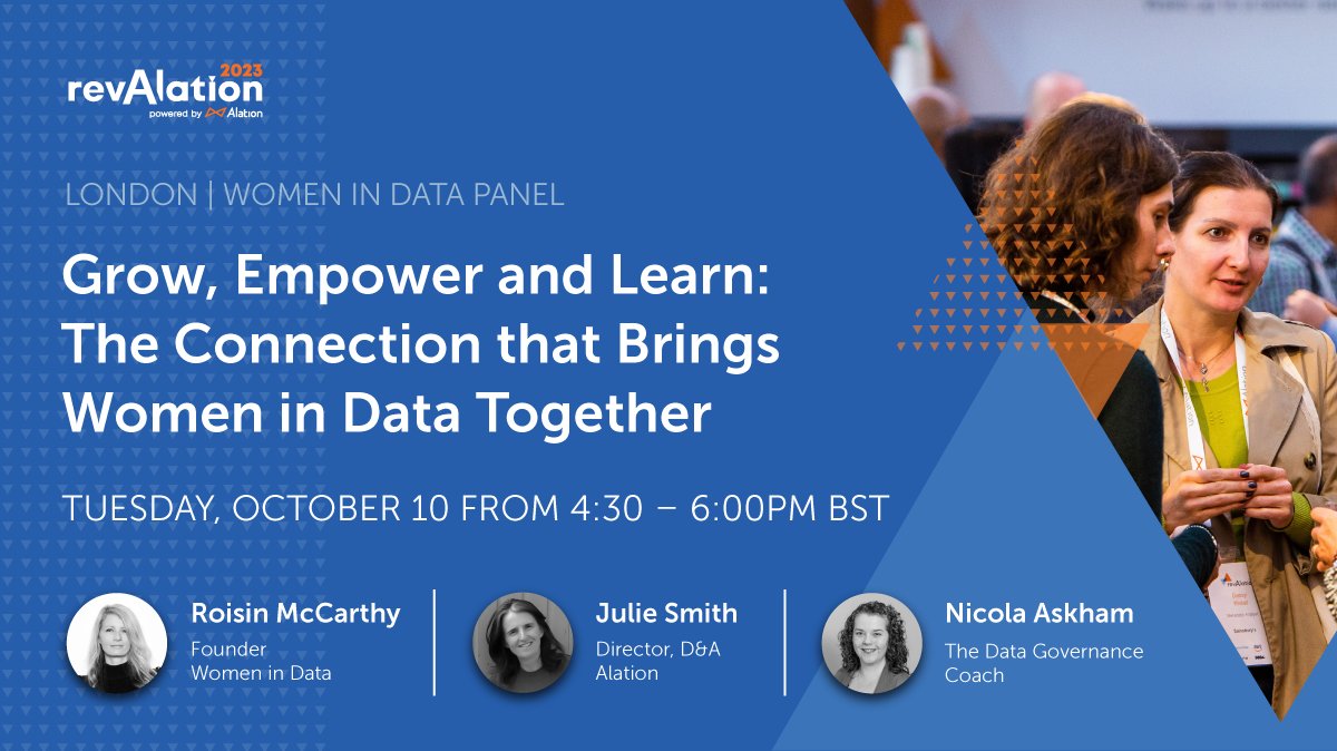 Alation (@alation) on Twitter photo Calling all #WomenInData: this revAlation London panel is for you 🚺
Join us at #revAlationLondon23 Oct 10 to hear from <a href="/womenindataorg/">Women in Data™️</a> founder, <a href="/Nicola_Askham/">Nicola Askham #TheDataGovernanceCoach</a>, and Julie Smith for takeaways from peers to enhance your data success. 💪
revalation.alation.com/emea/?utm_camp… #revAlation23 Calling all #WomenInData: this revAlation London panel is for you 🚺
Join us at #revAlationLondon23 Oct 10 to hear from <a href="/womenindataorg/">Women in Data™️</a> founder, <a href="/Nicola_Askham/">Nicola Askham #TheDataGovernanceCoach</a>, and Julie Smith for takeaways from peers to enhance your data success. 💪
revalation.alation.com/emea/?utm_camp… #revAlation23
