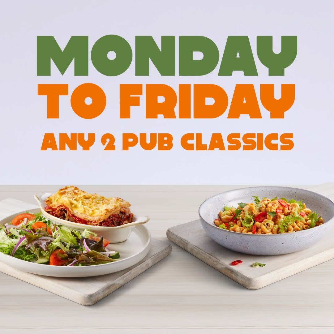 2 Meal Deal 
2 meals for £11.99…..BARGAIN!

#midweek #mealdeal #twomealdeal #lunch #friends #family #cheap #lunch #shopping #pubclassics