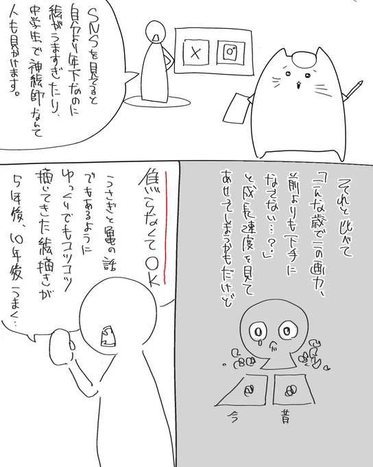 「絵はコツコツ頑張れば上手くなれる」に物申したいネコ 
