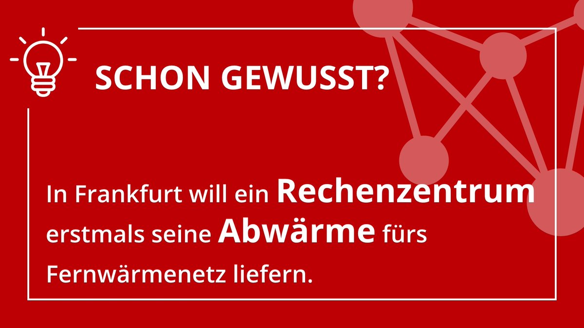 Stell Dir vor, Du drehst die Heizung auf – und die Wärme kommt aus dem Rechenzentrum.

In Frankfurt kann das bald Realität sein: Der Rechenzentrumsbetreiber Interxion prüft, ob es seine Abwärme ins Fernwärmenetz abgeben kann. 👍🏼
 
Ein starker Schritt Richtung #greenIT 🌱