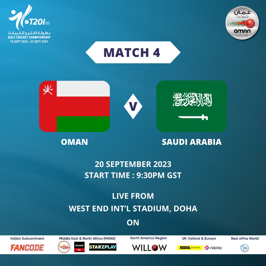 TheOmanCricket's tweet photo. Oman 🇴🇲 take on Saudi Arabia 🇸🇦 in it's 4th fixture of the Gulf T20I Championship 2023! 🏏
Catch all the live action and Follow for more updates...
#OmanCricket #GCCCricket #OMNvSAU #Explore https://t.co/pLz2UatYVe