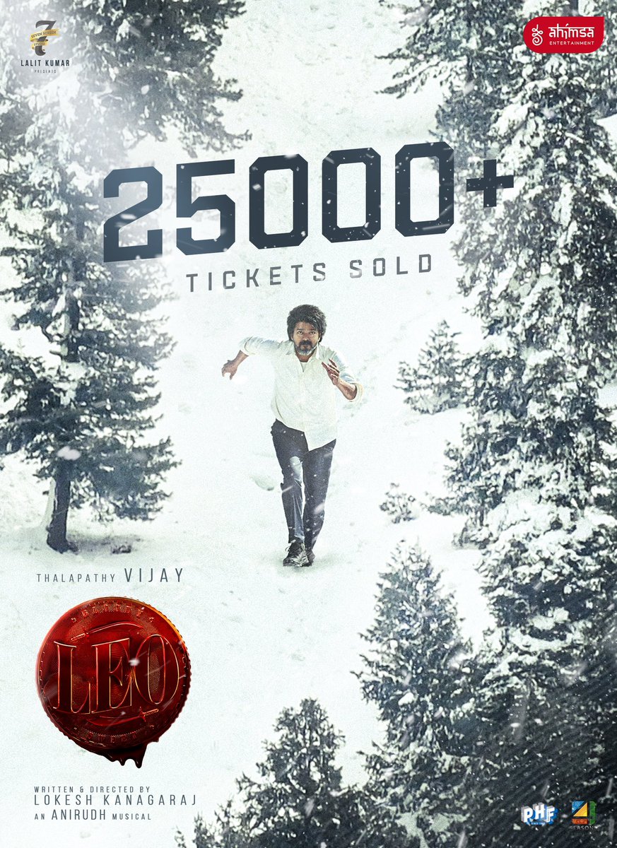 UK fans , you're making waves. 🌊 25k+ tickets sold for #LEO No looking back ! #ThalapathyVijay 's earlier Day 1 record is historynow 

Keep your notifications on; we have a rollercoaster of updates over the next 30 days

Overseas record Begin's 💯🔥
